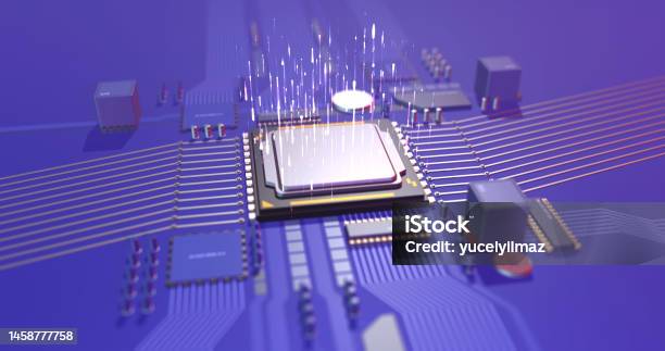 Processor File Server Powerful Server Processor On Motherboard Analyzing Data Flow Stock ...