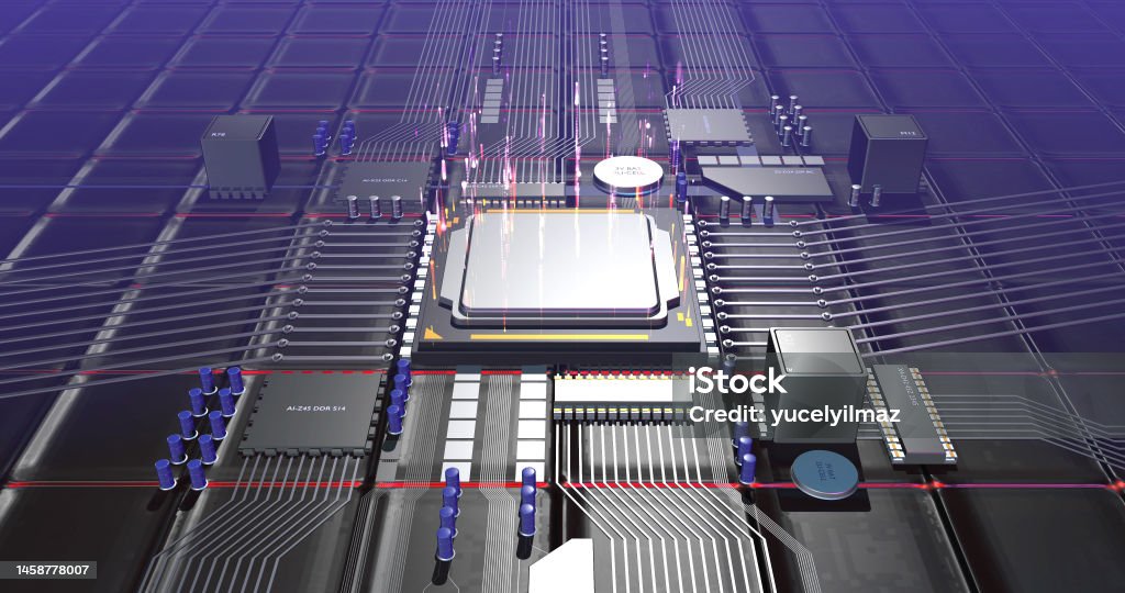 Processor File Server Powerful Server Processor On Motherboard Analyzing Data Flow Stock ...