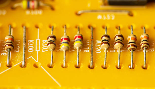 istock Close up of components and microchips on old PC circuit board. 1458779028
