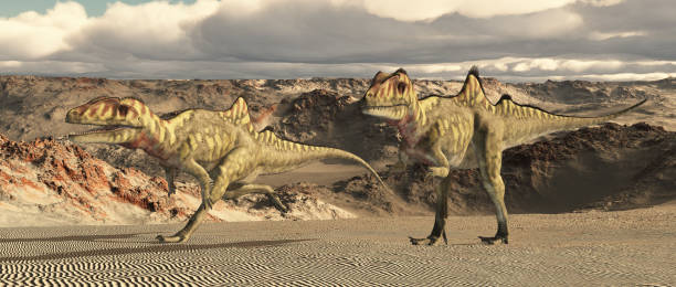 istock Dinosaur Concavenator in a desert landscape 1458780138