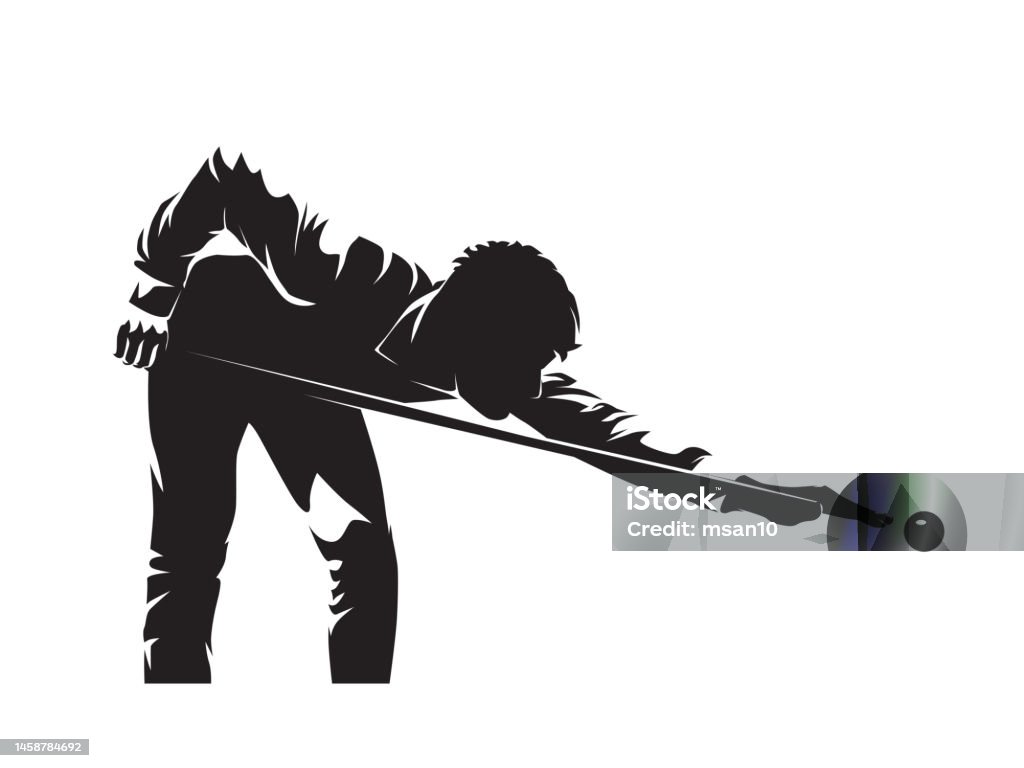Billar Rug Drawing Ilustración de Jugador De Billar Billar O Billar Silueta Vectorial ...