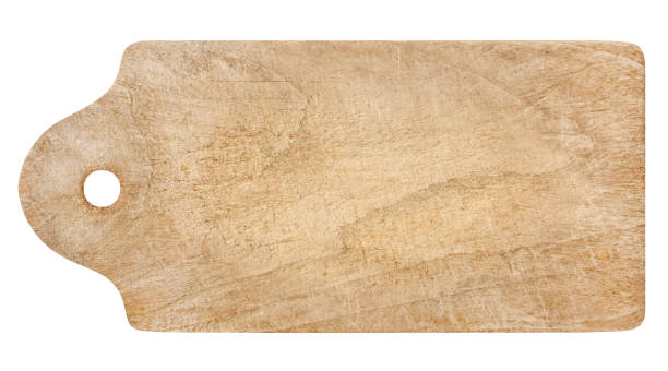 istock Wooden cutting board isolated on white  background 1458785378