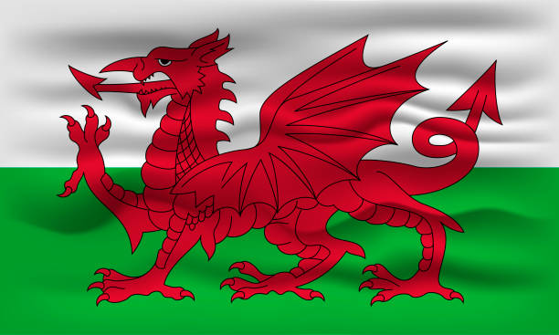istock Waving flag of the country Wales. Vector illustration. 1458786421