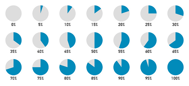 Set of pie charts from 0% to 100% (5% increments)