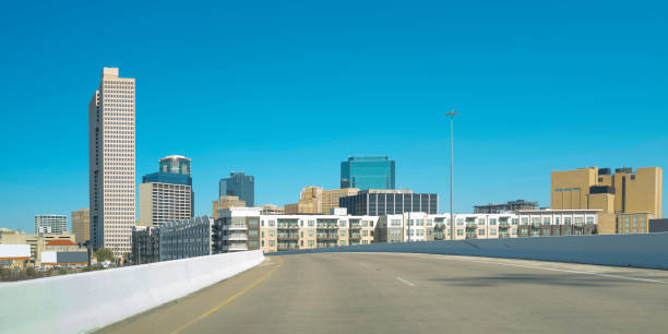 istock Fort Worth panoramic city skyline and building architecture over the highway 1458790855