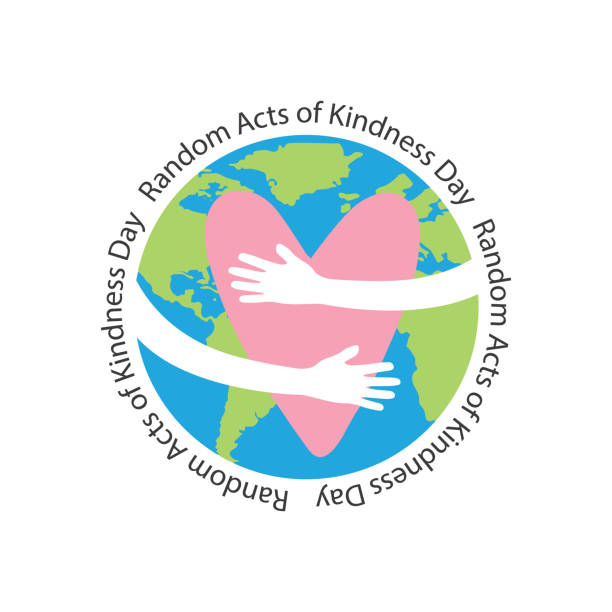 Concept of kindness, friendship, and equality. Random acts of kindness day. Concept of kindness, friendship, and equality. Random acts of kindness day. cartoon earth happy planet stock illustrations