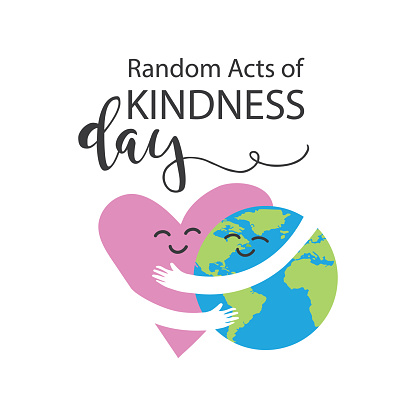 Happy earth holding big heart - random acts of kindness day.