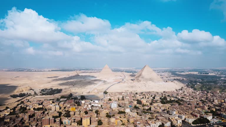 Aerial Hyper lapse of the Great Giza Pyramids with - Stock Video Footage