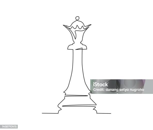 Continuous One Line Drawing Of Chess Queen Simple Dame Line Art Vector  Illustration Stock Illustration - Download Image Now - iStock