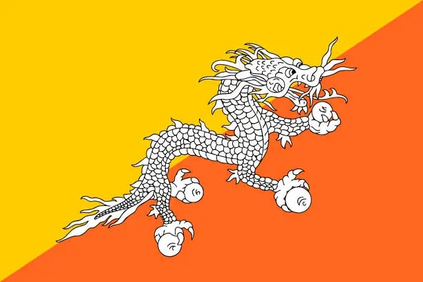 Vector illustration of Bhutan   flag wave  isolated  on png or transparent background,Symbol Bhutan  ,template for banner,card,advertising ,promote,and business matching country poster, vector illustration