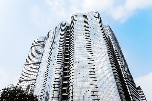 Modern Urban Architecture in Chengdu in Sunny Days