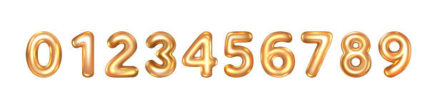 istock Golden numbers set. Golden font number 0,1,2,3,4,5,6,7,8,9, isolated on white background. 1458796819