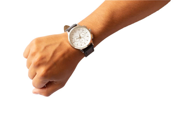 istock man showing his watch on white background 1458800509