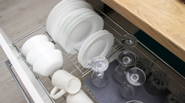 istock Modern custom kitchen with drawers for utensils. Accessories in the kitchen. 1458803028