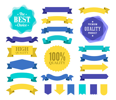 Vector illustration of the badges and ribbons.