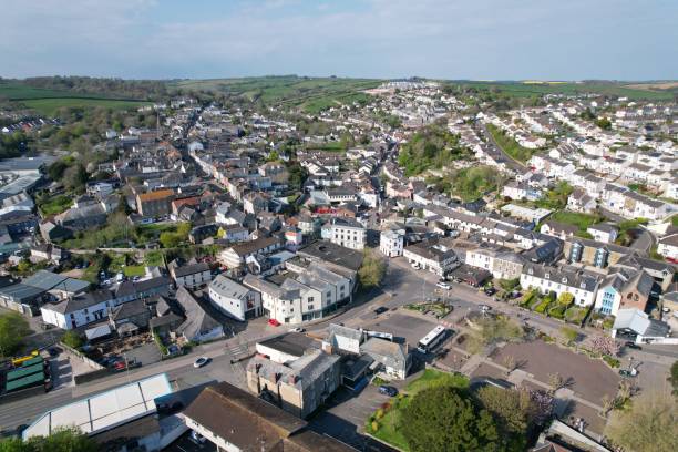 istock Kingsbridge  town centre and  high street Devon UK drone aerial view 1458806721