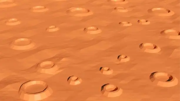 Vector illustration of 3d Alien planet surface with craters