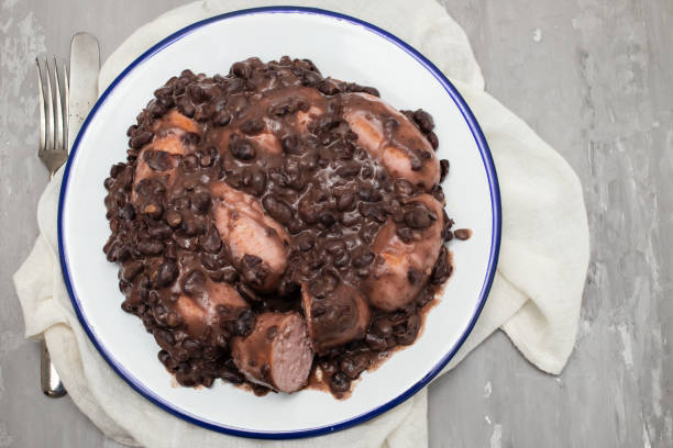 istock black beans stew with sausages on a white dish 1458815784