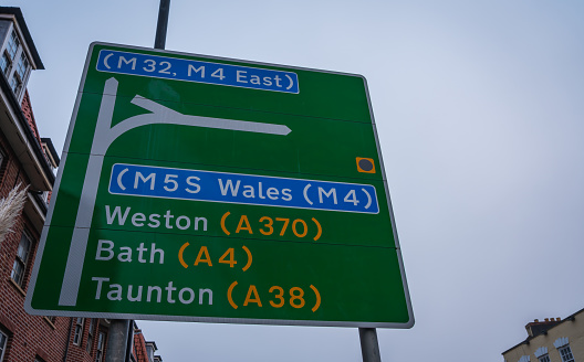 Weston, Bath, Taunton directions on a sign board