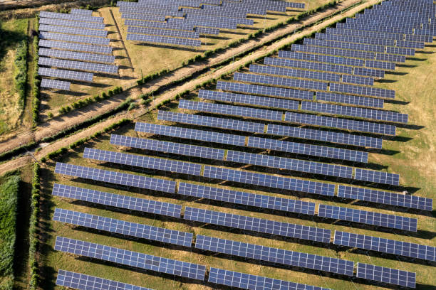 istock Aerial photographic documentation of a solar panel plant 1458822726