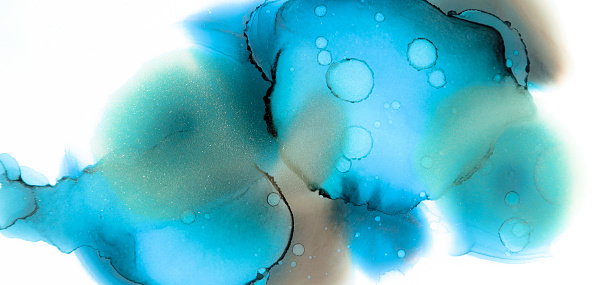 Bright Creative Organic Pattern Liquid Colors. Turquoise Artistic Vintage Tie Dye Acrylic Fluid Acrylic. Cyan Dyed Gouache Wallpaper Annual Report. Blue Liquid
