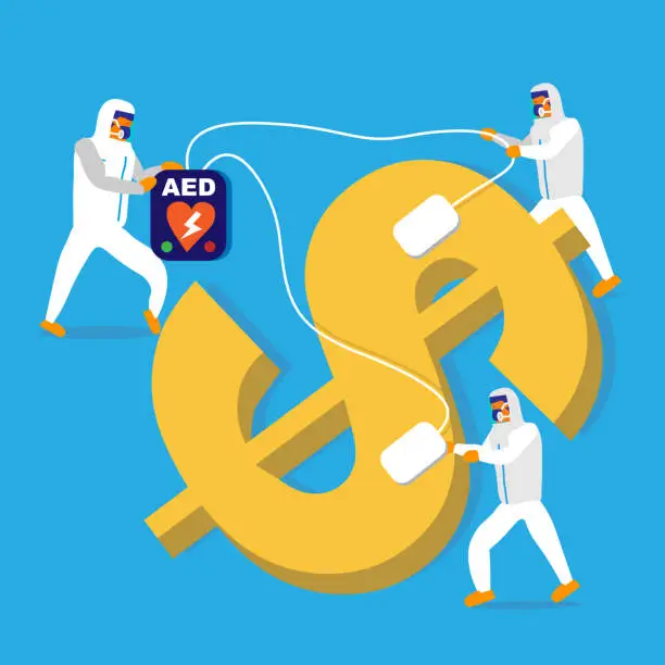 Vector illustration of Resuscitating dollar