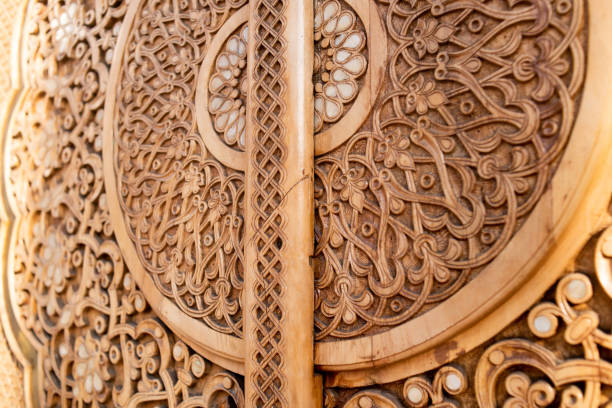 istock Wooden national patterns in Uzbekistan, door 1458833800