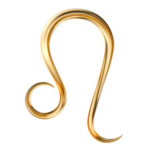 Leo 3D Gold zodiac Symbol isolated on white