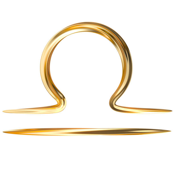 Libra 3D Gold zodiac Symbol isolated on white