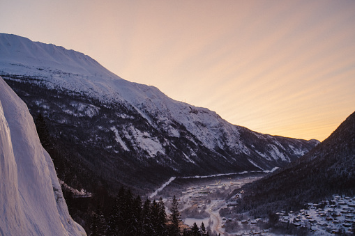 Beautiful mountain lake in the Swiss Alps in winter, Switzerland