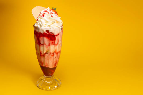 istock Strawberry Ice Cream Sundae on Yellow 1458834941