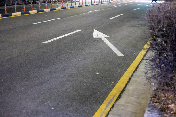 istock Diagonal line arrow on the road 1458835915