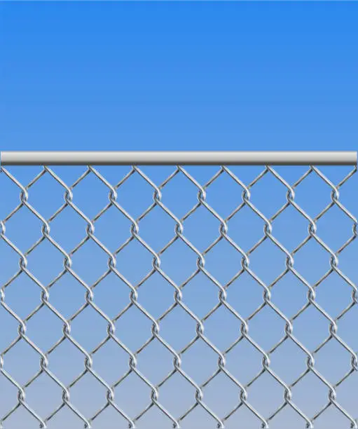 Vector illustration of chain link fence wire mesh steel metal isolated on transparent background. Art design gate made. Prison barrier, secured property.