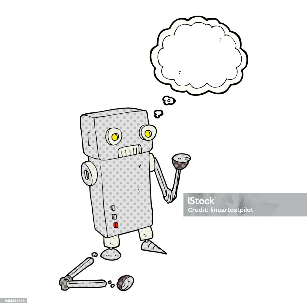 Freehand Vẽ Suy Nghĩ Bong Bóng Phim Hoạt Hình Robot Bị Hỏng Hình ...