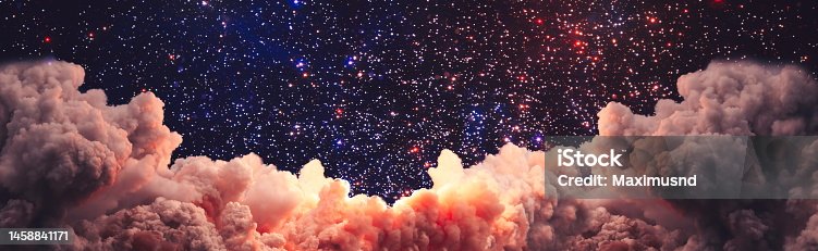 istock Night sky with clouds and stars.Abstract astronomical galaxy. Elements of this image furnished by NASA. 1458841171