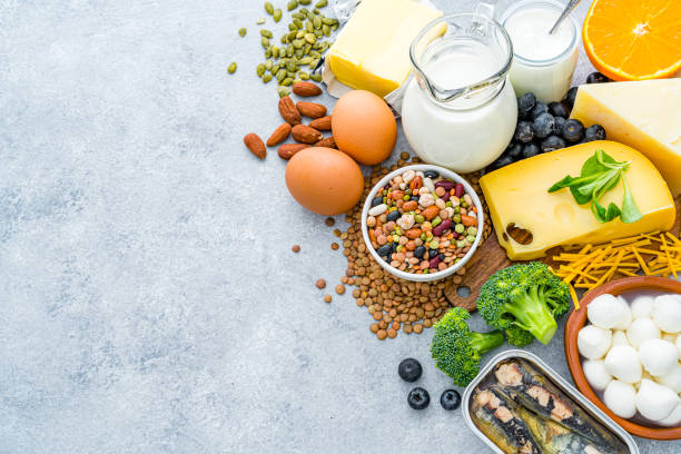 istock Calcium rich foods for healthy diet. Copy space 1458842126