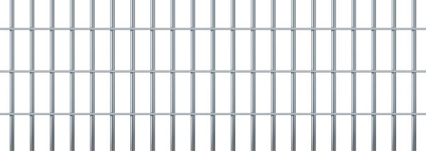 istock Realistic prison metal bars. Prison fence jail. Iron jail cage. Template design for criminal or sentence. Vector illustration 1458843653