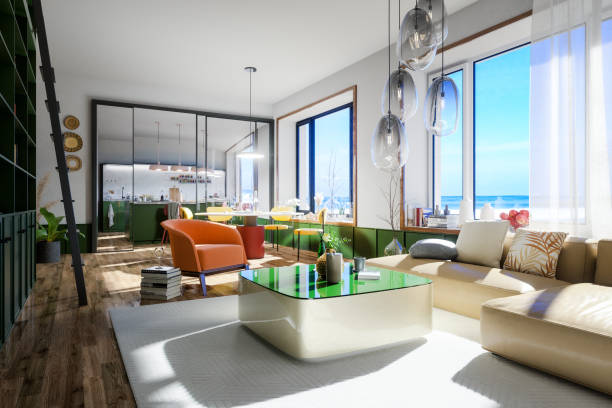 istock Modern European house on the beach 1458843654