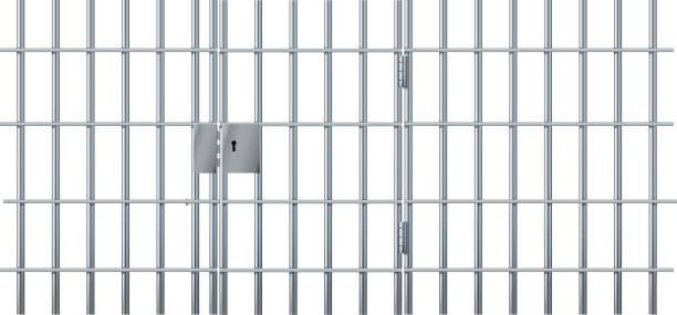 istock Realistic prison metal bars. Prison fence jail. Iron jail cage. Template design for criminal or sentence. Vector illustration 1458844941