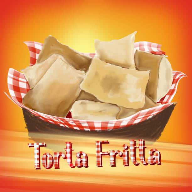 opera senza torta fritta - блюдо типичное для пармы (эмилия-романья) - италия - emiliano martinez stock illustrations
