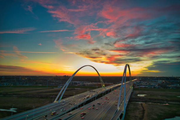 istock Urban Downtown Dallas drone view at Sunset 1458850276