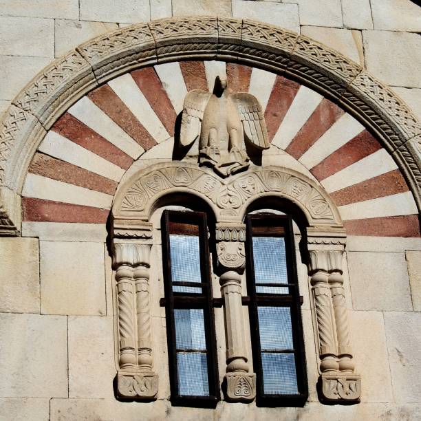 istock Statue of the eagle which is with roe on wall of Khakhuli Monastery 1458853258