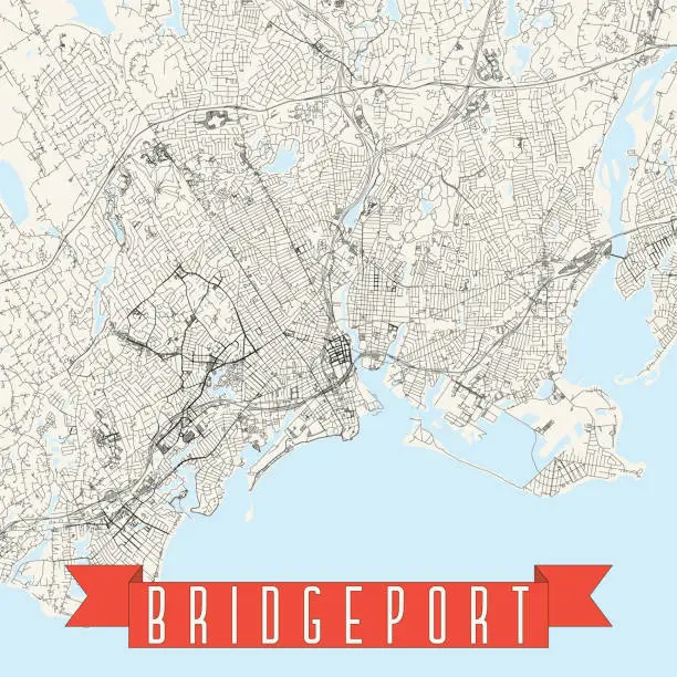 Vector illustration of Bridgeport, Connecticut, USA Vector Map