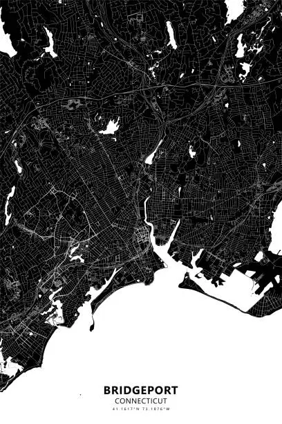 Vector illustration of Bridgeport, Connecticut, USA Vector Map