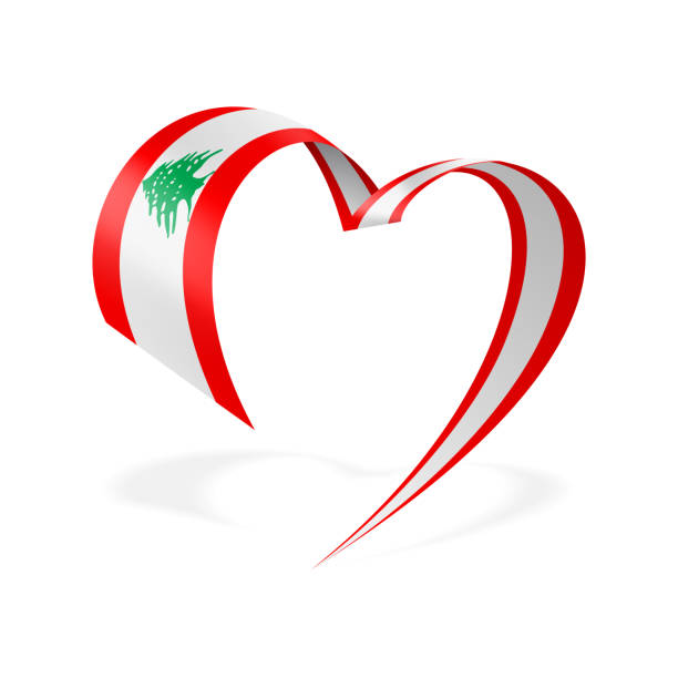 ilustrações de stock, clip art, desenhos animados e ícones de lebanon - ribbon heart flag. lebanese heart shaped flag. stock vector illustration - lebanese flag