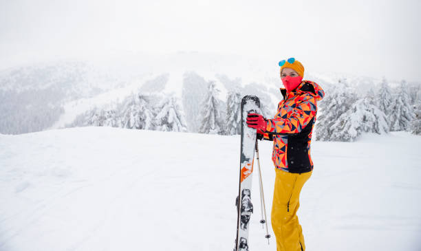 istock Female on winter Holiday ski vacation 1458867261