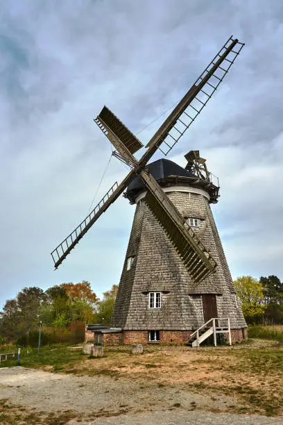 Turret windmill in the village of Benz on the island of Usedom, Germany