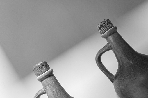 brown ceramic vases in the kitchen