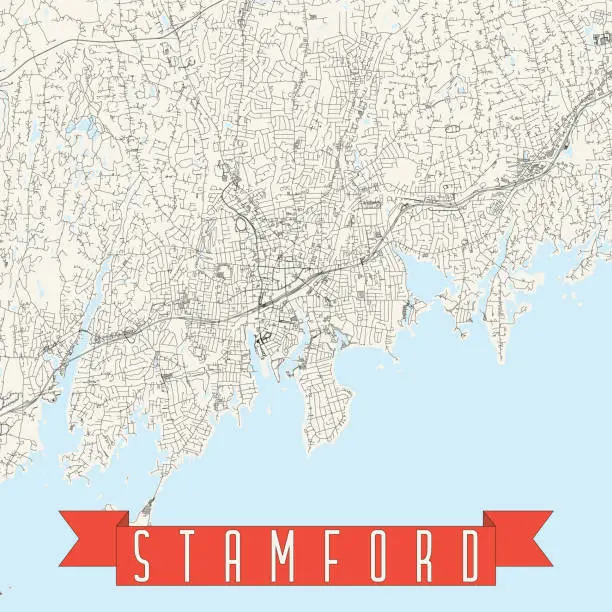 Vector illustration of Stamford, Connecticut, USA Vector Map