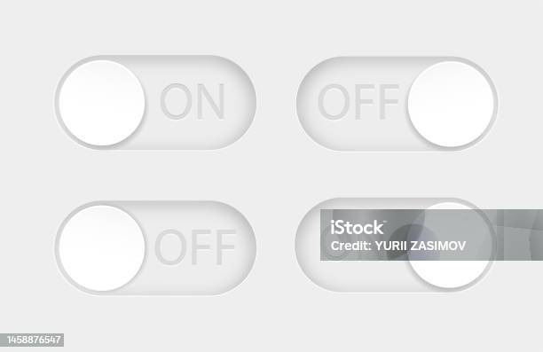 On And Off Toggle Switch Buttons Material Design Switch Buttons Set ...
